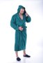 Памучен мъжки, дамски халат за баня с качулка, попива прекрасно!, снимка 1 - Хавлиени кърпи - 43961143
