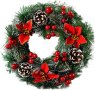 Коледен венец за декорация с шишарки и изкуствени коледни звезди, снимка 1 - Декорация за дома - 43489529