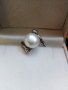 Дизайнерски сребърен пръстен с перла и кристали, снимка 3
