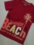 Тъмночервена тениска с жълто-оранжева щампа плаж за ръст 134-140см, снимка 2