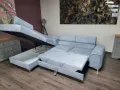 ПРОМОЦИЯ!!!Светло син ъглов диван от плат с функция сън и ракла, снимка 2