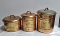 Комплект от три медни буркана за кафе,чай и захар, снимка 1