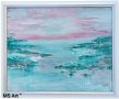 Розов залез над езерото " Абстрактна картина , снимка 1 - Картини - 40636637