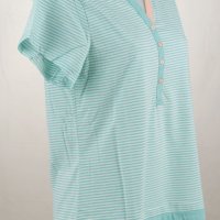 Памучна дамска пижама в цвят аква с раирано горнище dn nightwear - XL, снимка 4 - Пижами - 43127308