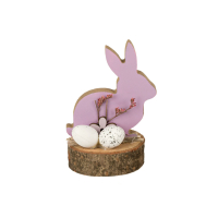  Великденски Заек, на пънче с Яйца, 7x2x10cm, снимка 1 - Декорация за дома - 44854539