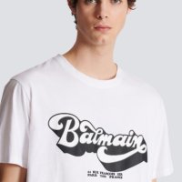 BALMAIN White '70s Retro Logo Print Мъжка Тениска size L и XL, снимка 6 - Тениски - 43188729