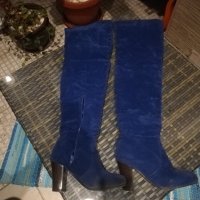 Сини ботуши тип чизми, снимка 4 - Дамски ботуши - 26998846