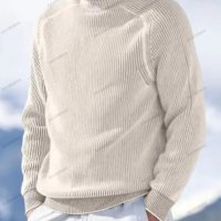 Ежедневен мъжки моден трикотажен пуловер с висока яка и дълги ръкави, 5цвята - 023, снимка 4 - Пуловери - 43120852