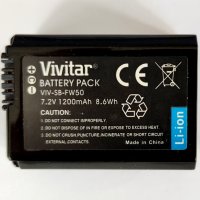 Батерия Vivitar за Sony Alpha, NP-FW50, NP FW50, NPFW50, Sony Alpha 7 SLT R Alpha A5000, A6000, снимка 1 - Батерии, зарядни - 43170012