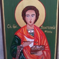 Икона на свети Пантелеймон, снимка 5 - Икони - 43534149