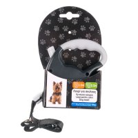  Механична черна сива каишка за кучета с каишка 2,5 м, снимка 2 - Други стоки за животни - 43956935