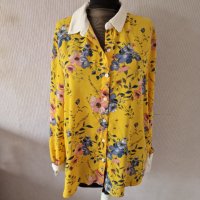 Риза в жълто на цветя ginatricot - 10,00лв., снимка 1 - Ризи - 42963019