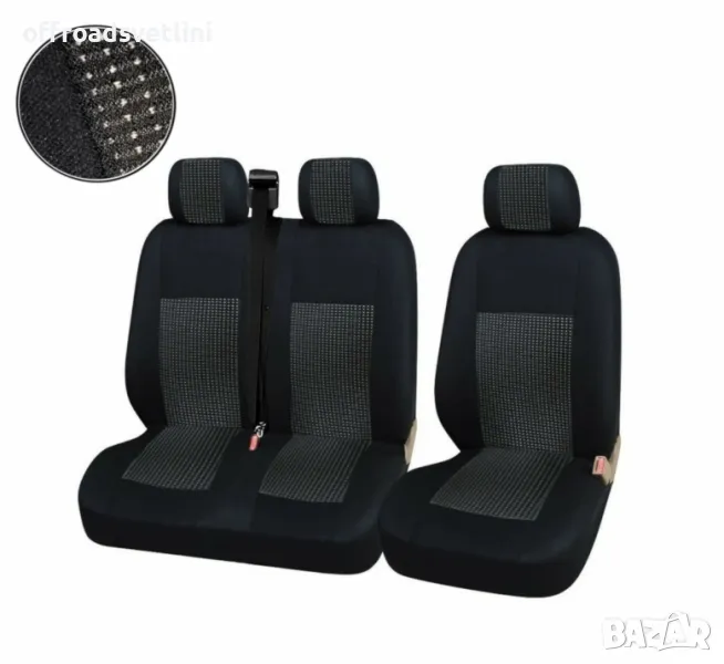 Серия LUX Черни Калъфи за седалки 2+1 за бусове Mercedes Vito Sprinter, снимка 1