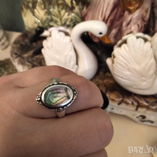 Авторски сребърен пръстен с кралски седеф, снимка 1