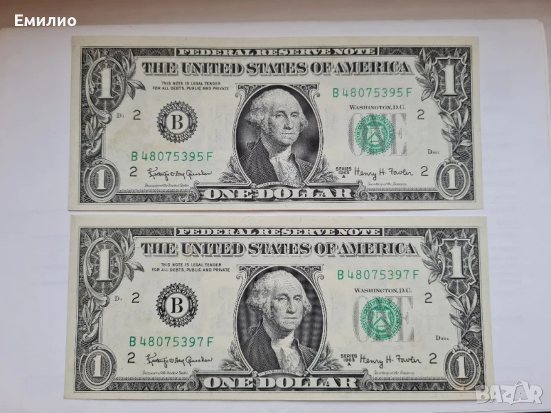 SCARCE. USA. SET $ 1 DOLLAR 1963A UNC , снимка 1