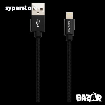 Зареждащ кабел CANYON MFI-3,  USB to lightning, certified by Apple, 1М, Черен SS30248, снимка 1