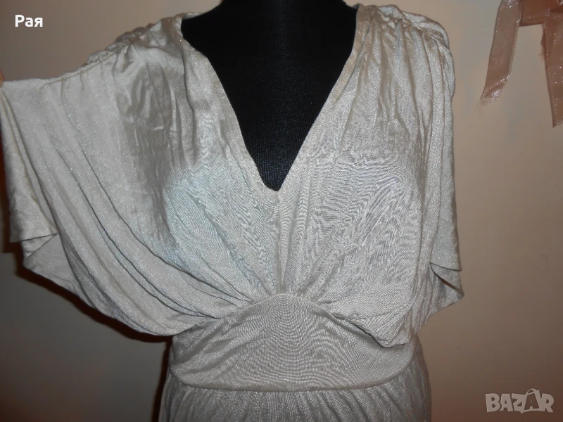 Прохладна златиста рокля + колан, снимка 1