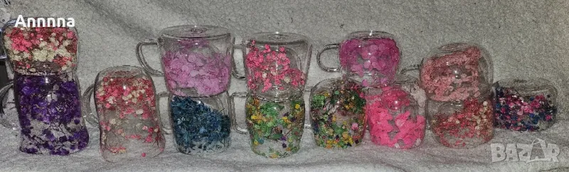 Чашu с вградени цветя и двойно дъно, снимка 1