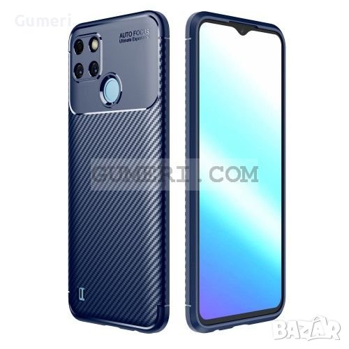 Realme C25Y Противоударен Силиконов Гръб Със Защита За Задната Каметра - Карбон, снимка 1