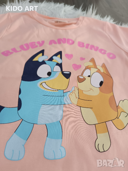 Тениска Блуи и Бинго цвят - праскова, снимка 1