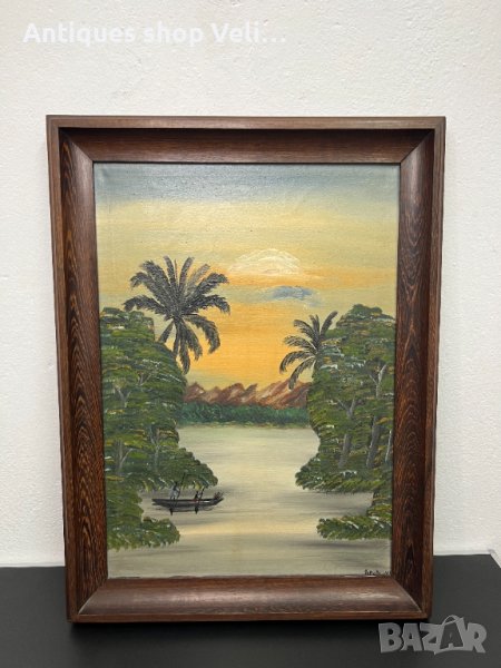 Африканска картина с масивна рамка №4885, снимка 1