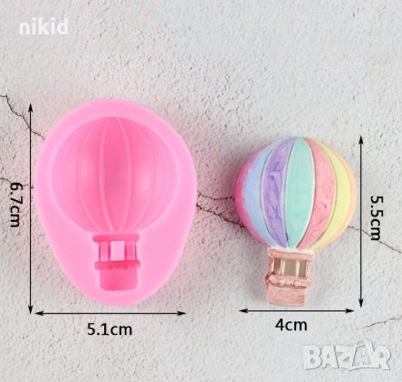 Кръгъл Въздушен балон парашут силиконов молд форма за декорация торта фондан, снимка 1