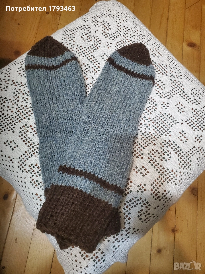 Ръчно плетени мъжки  чорапи от вълна.Размер 41, снимка 1