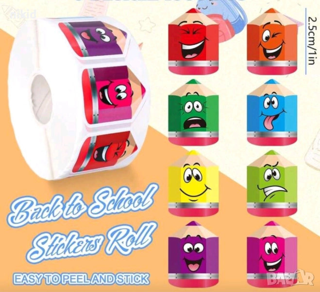100 бр цветни молив моливи училище малки самозалепващи лепенки стикери за ръчна изработка за подарък, снимка 1