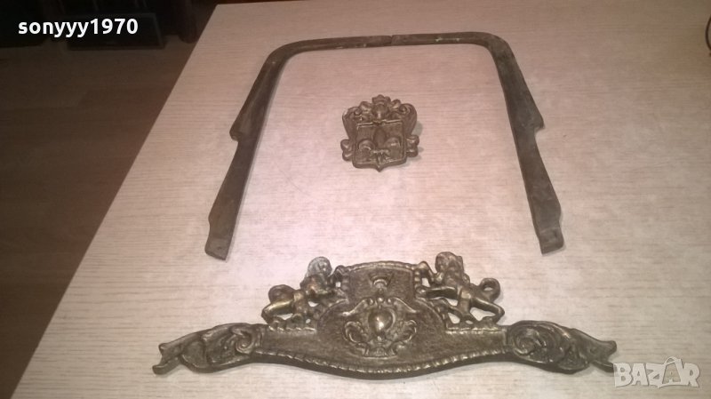 МЕД/МЕСИНГ-МАСИВЕН ОБКОВ С ЛЪВОВЕ-ВНОС ШВЕЦИЯ, снимка 1