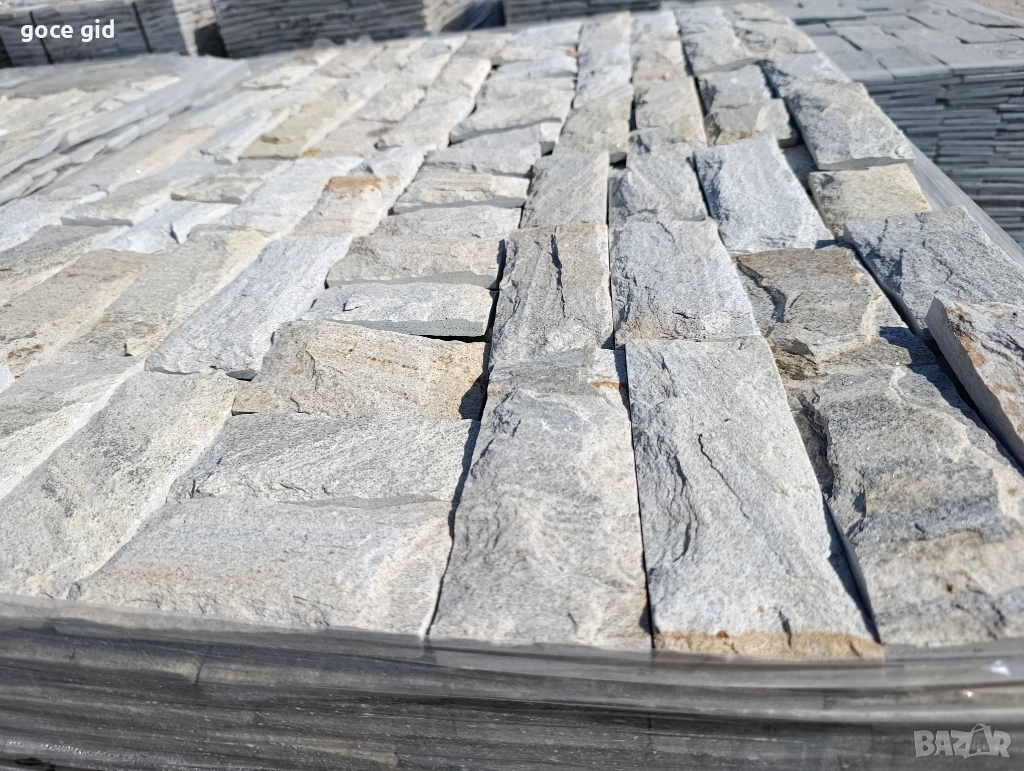 Сиво-бял рязан гнайс - облицовъчни ленти 1-3 см | наличен от склад, доставка, снимка 1