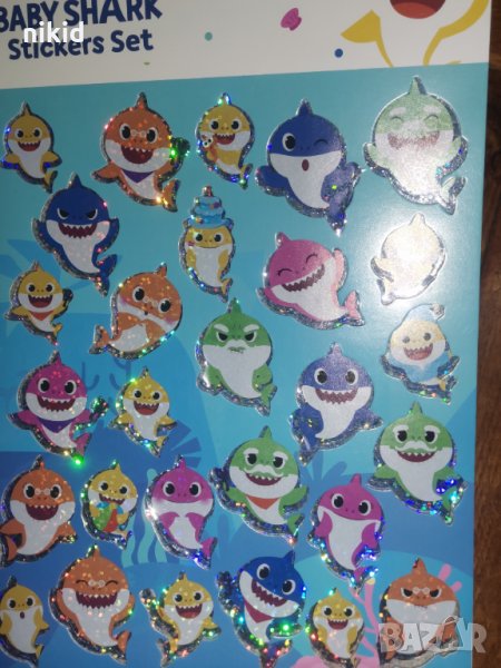200 бр Бебе Акули Baby Shark книжка албум самозалепващи лепенки стикери, снимка 1