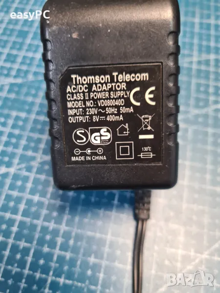 Оригинален захранващ адаптер THOMSON TELECOM VD080040D 8V 400mA, снимка 1