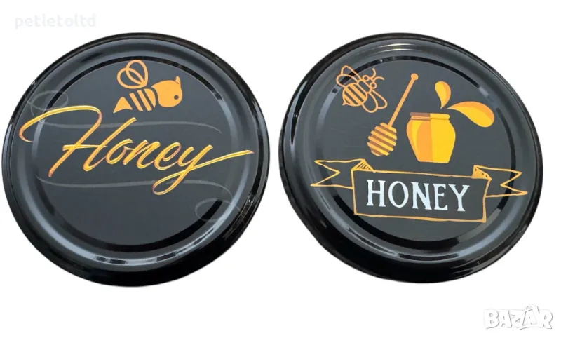 Атрактивни капачки за буркани с пчелен мед ”honey black limited - mix" , снимка 1