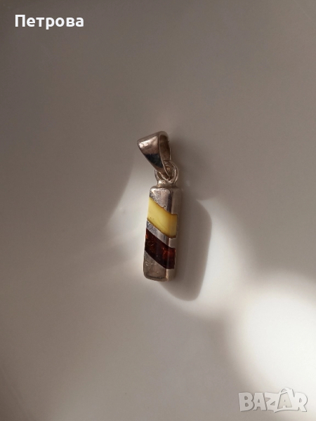 Сребърна висулка с кехлибар , снимка 1
