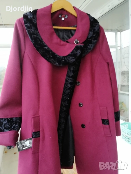 Дамско палто цвят бордо  ХЛ, снимка 1