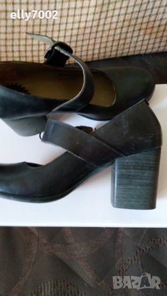 Черни кожени обувки, на висок квадратен ток, Fly London , снимка 1