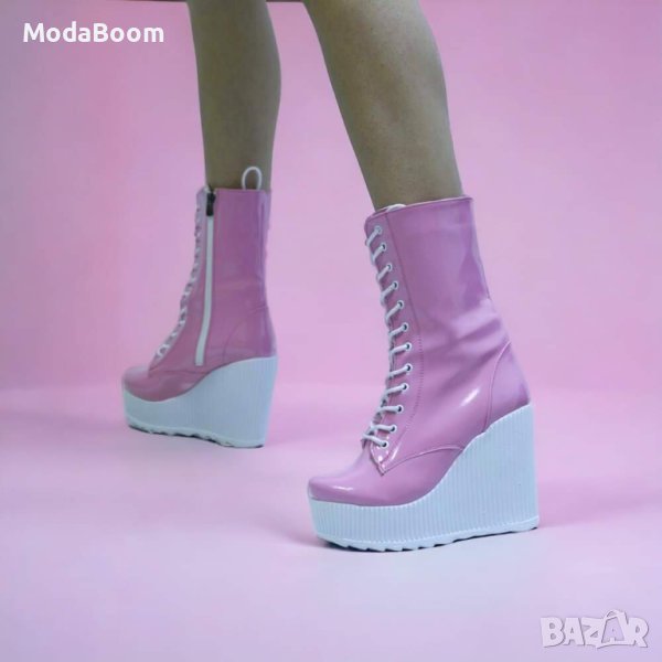 💥Стилни дамски боти на платформа - лак💥, снимка 1
