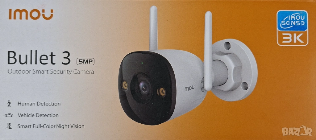 Нова външна интелигентна камера за сигурност Imou Bullet 3 (5MP), снимка 1