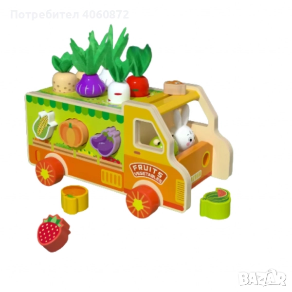 Дървен сортер камионче Монтесори, снимка 1