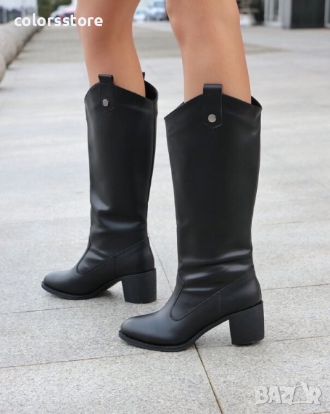 Ботуши на ток - черна кожа - TL33 , снимка 1