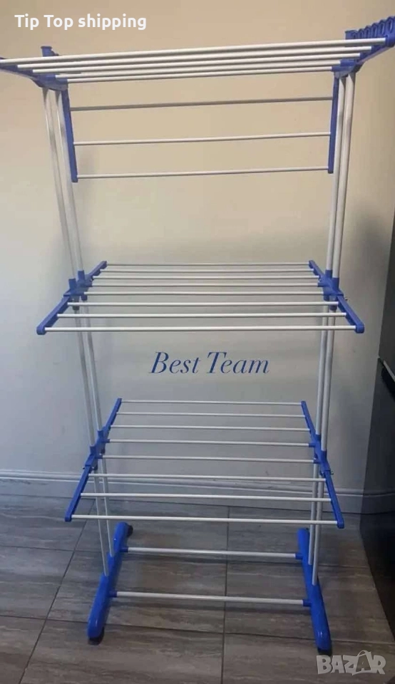 Сгъваем сушилник за дрехи на колелца – практична стойка за сушене на пране, снимка 1