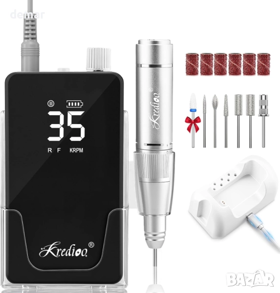 Kredioo пила за нокти 35 000 об/мин, преносима 2-в-1 настолна акумулаторна, снимка 1