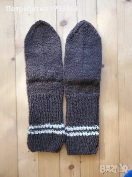 Ръчно плетени мъжки чорапи от вълна размер 46, снимка 1