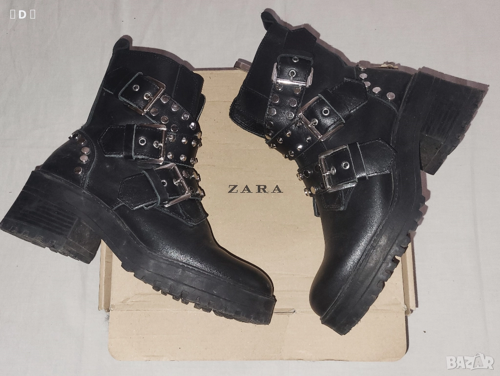 ZARA кубинки от естествена кожа с кабзи  38, снимка 1
