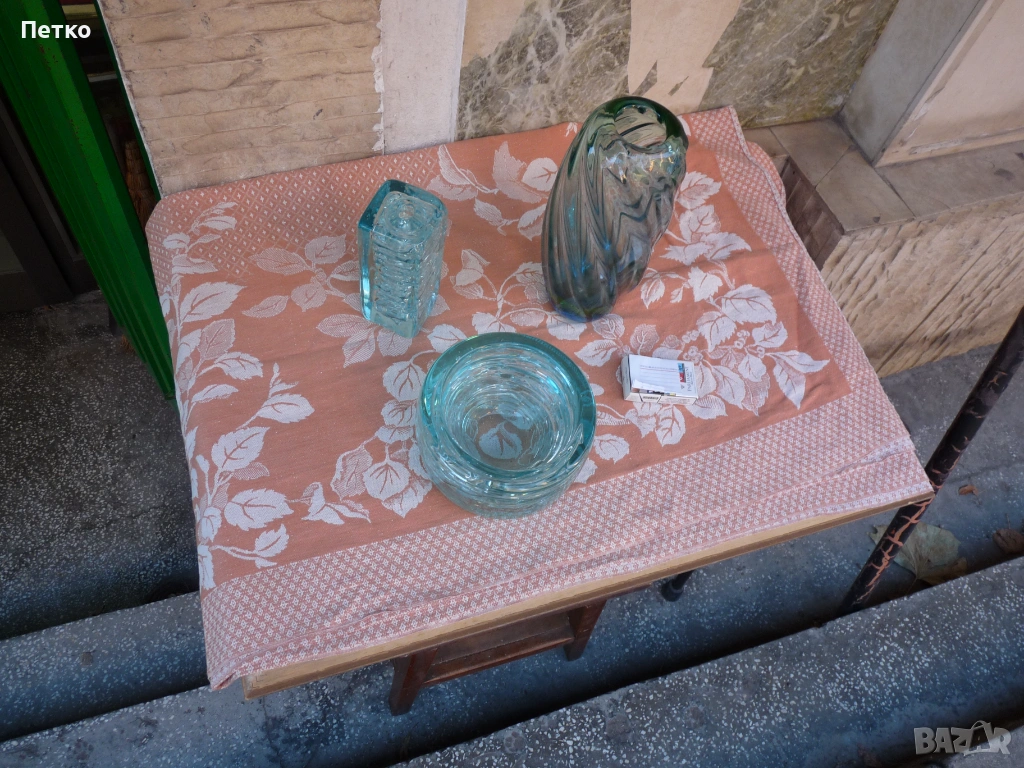 Стар масивен комплект  цветно  стъкло, снимка 1