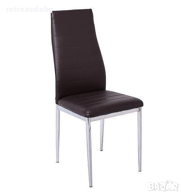  Трапезен стол Джетта 2 еко кожа в кафяв цвят и хромирани крака, снимка 1