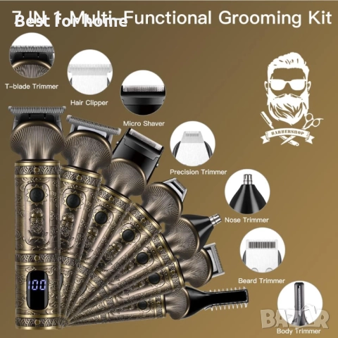 Машинка за подстригване Surker за мъже, комплект 7 в 1 с 9  гребена, снимка 2 - Машинки за подстригване - 51759451