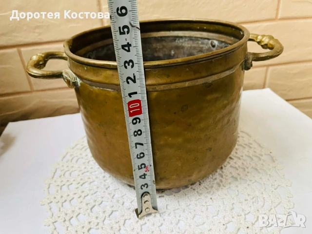 Красива месингова кашпа от Англия, снимка 10 - Антикварни и старинни предмети - 53473718