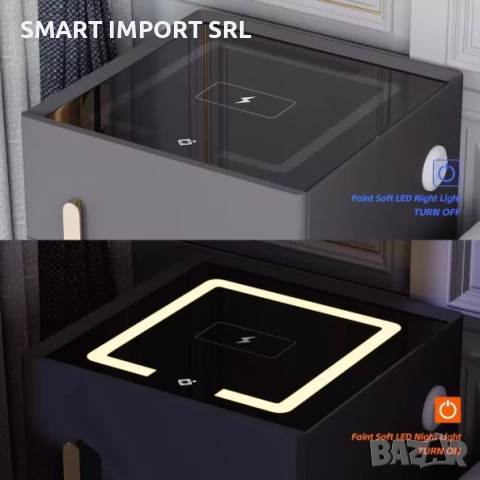 Интелигентно нощно шкафче Smart Heater, сейф, Led осветление, оранжев, снимка 3 - Шкафове - 51999004