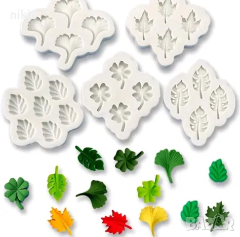 малки листа Гинко Билоба листо хавайско детелина силиконов молд форма фондан декор торта